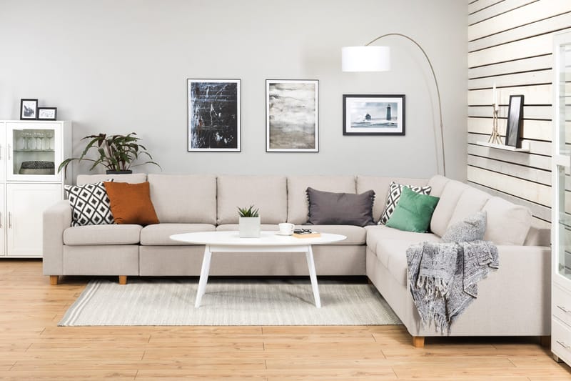 Crazy 7-sits Vändbar L-formad XX-Large Hörnsoffa i Tyg - Beige - Möbler - Soffa - Hörnsoffa