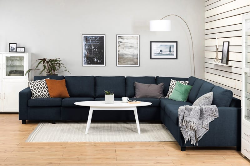 Crazy 7-sits Vändbar L-formad XX-Large Hörnsoffa i Tyg - Blå - Möbler - Soffa - Hörnsoffa