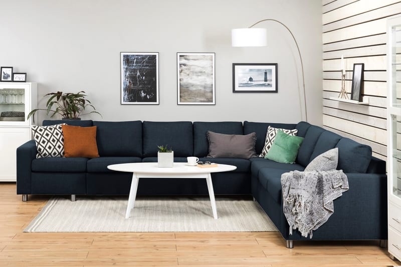 Crazy 7-sits Vändbar L-formad XX-Large Hörnsoffa i Tyg - Blå - Möbler - Soffa - Hörnsoffa