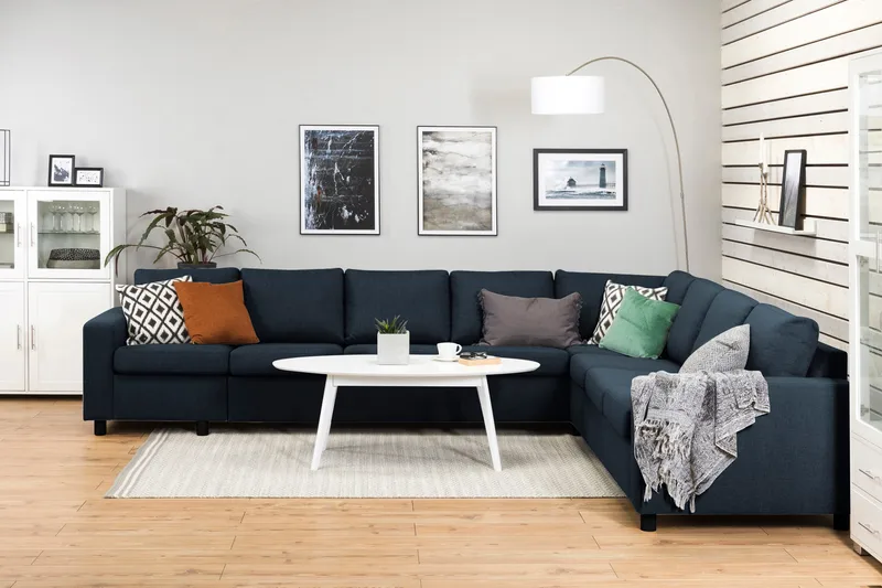 Crazy 7-sits Vändbar L-formad XX-Large Hörnsoffa i Tyg - Blå - Möbler - Soffa - Hörnsoffa
