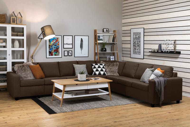 Crazy 7-sits Vändbar L-formad XX-Large Hörnsoffa i Tyg - Brun - Möbler - Soffa - Hörnsoffa - Hörnsoffa med divan