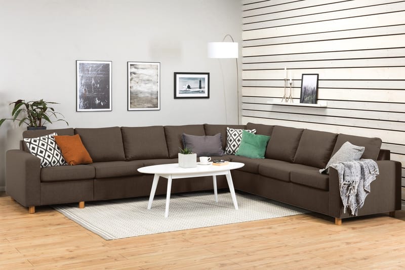 Crazy 7-sits Vändbar L-formad XX-Large Hörnsoffa i Tyg - Brun - Möbler - Soffa - Hörnsoffa