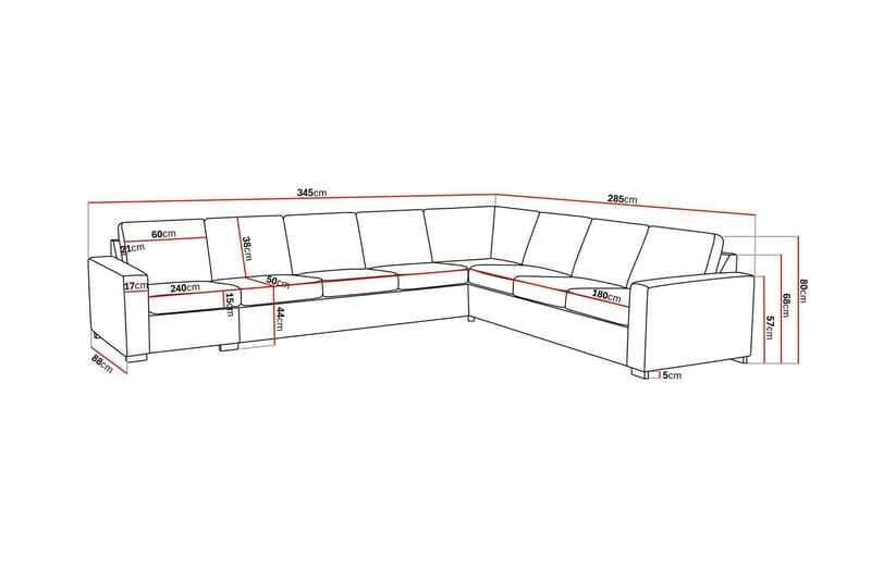 Crazy 7-sits Vändbar L-formad XX-Large Hörnsoffa i Tyg - Brun - Möbler - Soffa - Hörnsoffa - Hörnsoffa med divan