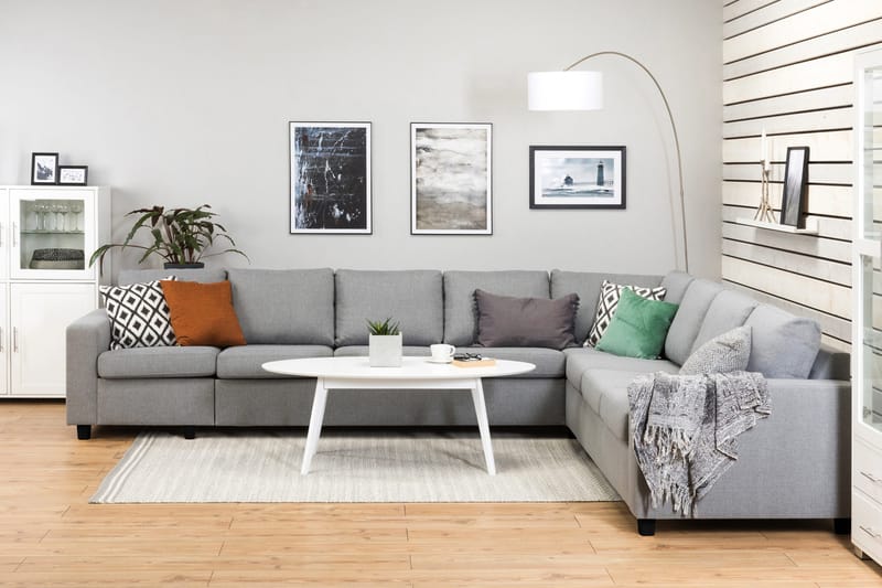 Crazy 7-sits Vändbar L-formad XX-Large Hörnsoffa i Tyg - Grå - Möbler - Soffa - Hörnsoffa