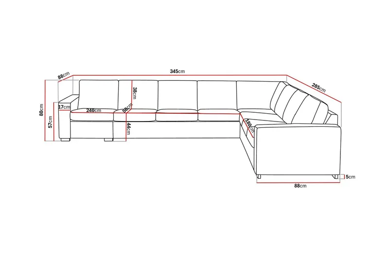 Crazy 7-sits Vändbar L-formad XX-Large Hörnsoffa i Tyg - Grå - Möbler - Soffa - Hörnsoffa