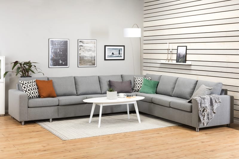 Crazy 7-sits Vändbar L-formad XX-Large Hörnsoffa i Tyg - Grå - Möbler - Soffa - Hörnsoffa