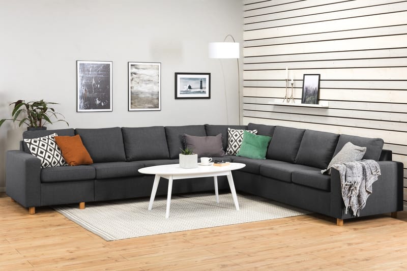 Crazy 7-sits Vändbar L-formad XX-Large Hörnsoffa i Tyg - Mörkgrå - Möbler - Soffa - Hörnsoffa