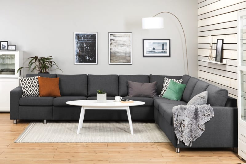 Crazy 7-sits Vändbar L-formad XX-Large Hörnsoffa i Tyg - Mörkgrå - Möbler - Soffa - Hörnsoffa