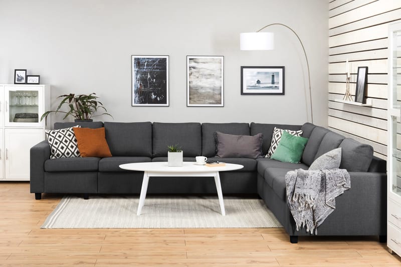 Crazy 7-sits Vändbar L-formad XX-Large Hörnsoffa i Tyg - Mörkgrå - Möbler - Soffa - Hörnsoffa