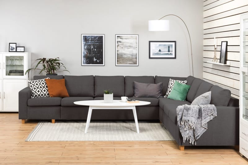 Crazy 7-sits Vändbar L-formad XX-Large Hörnsoffa i Tyg - Mörkgrå - Möbler - Soffa - Hörnsoffa