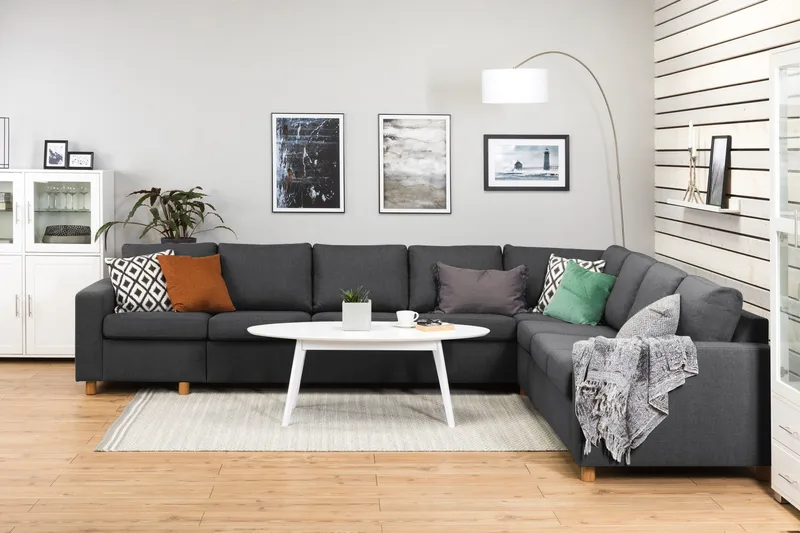 Crazy 7-sits Vändbar L-formad XX-Large Hörnsoffa i Tyg - Mörkgrå - Möbler - Soffa - Hörnsoffa