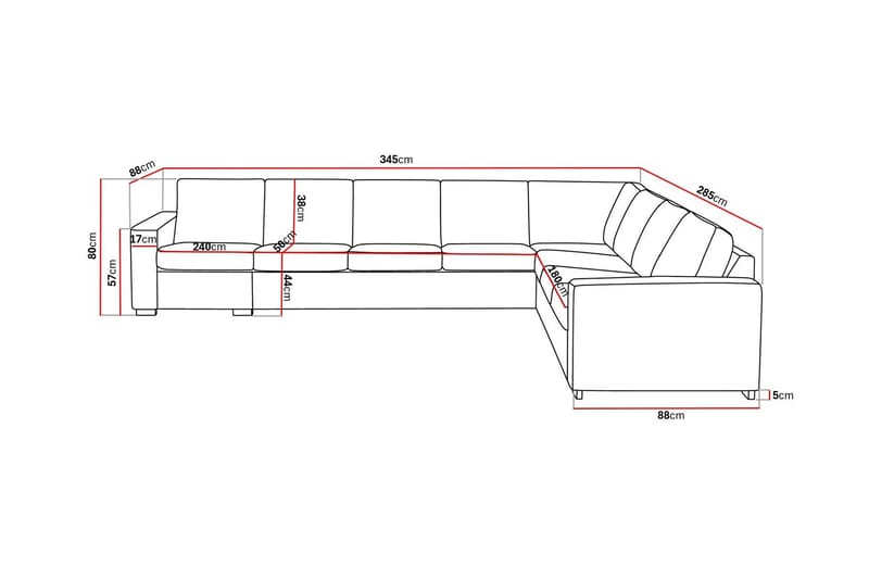 Crazy 7-sits Vändbar L-formad XX-Large Hörnsoffa i Tyg - Mörkgrå - Möbler - Soffa - Hörnsoffa