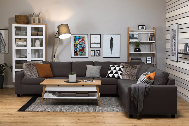 Crazy 7-sits Vändbar L-formad XX-Large Hörnsoffa i Tyg - Mörkgrå - Möbler - Soffa - Hörnsoffa