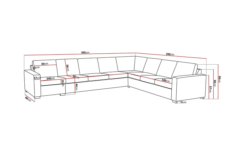 Crazy 7-sits Vändbar L-formad XX-Large Hörnsoffa i Tyg - Mörkgrå - Möbler - Soffa - Hörnsoffa