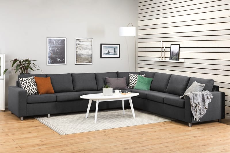 Crazy 7-sits Vändbar L-formad XX-Large Hörnsoffa i Tyg - Mörkgrå - Möbler - Soffa - Hörnsoffa