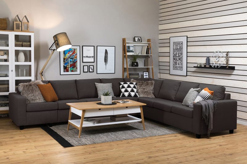 Crazy 7-sits Vändbar L-formad XX-Large Hörnsoffa i Tyg - Mörkgrå - Möbler - Soffa - Hörnsoffa