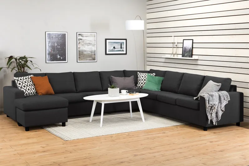 Crazy 7-sits Vändbar U-formad XX-Large Hörnsoffa med divan i Tyg - Antracit - Möbler - Soffa - Hörnsoffa - Hörnsoffa med divan