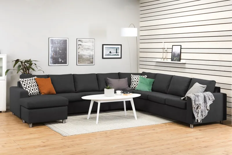 Crazy 7-sits Vändbar U-formad XX-Large Hörnsoffa med divan i Tyg - Antracit - Möbler - Soffa - Hörnsoffa - Hörnsoffa med divan