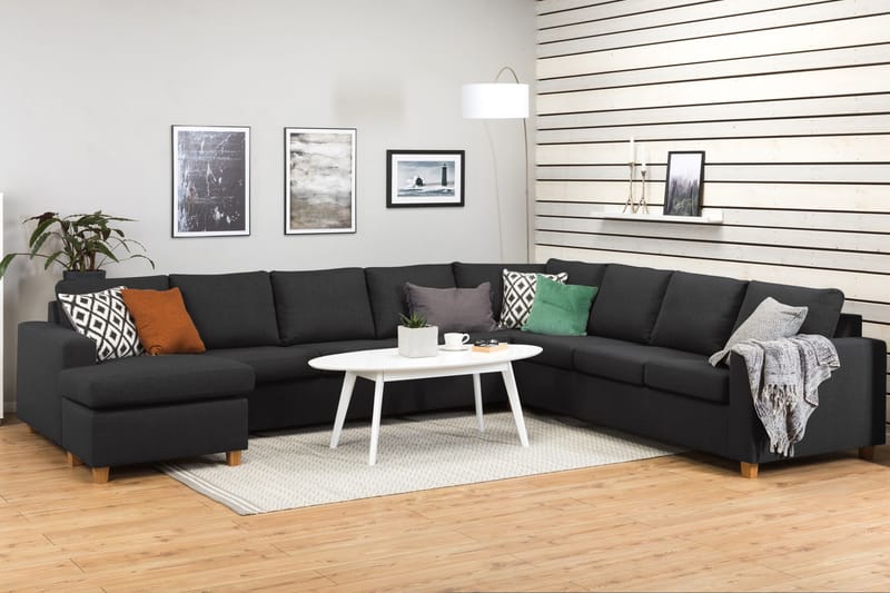 Crazy 7-sits Vändbar U-formad XX-Large Hörnsoffa med divan i Tyg - Antracit - Möbler - Soffa - Hörnsoffa - Hörnsoffa med divan
