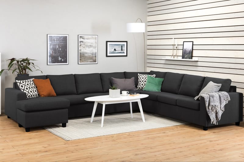 Crazy 7-sits Vändbar U-formad XX-Large Hörnsoffa med divan i Tyg - Antracit - Möbler - Soffa - Hörnsoffa - Hörnsoffa med divan