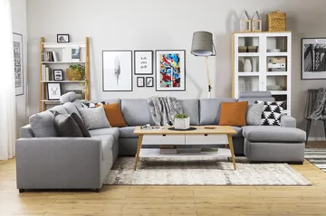Crazy 7-sits Vändbar U-formad XX-Large Hörnsoffa med divan i Tyg - Grå - Möbler - Soffa - Hörnsoffa - Hörnsoffa med divan