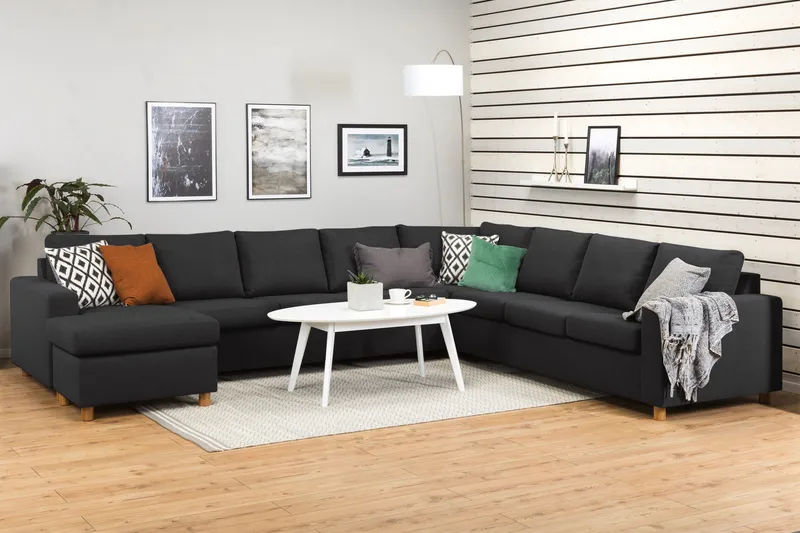 Crazy 7-sits Vändbar U-formad XX-Large Hörnsoffa med divan i Tyg - Mörkgrå / Antracit - Möbler - Soffa - Hörnsoffa - Hörnsoffa med divan