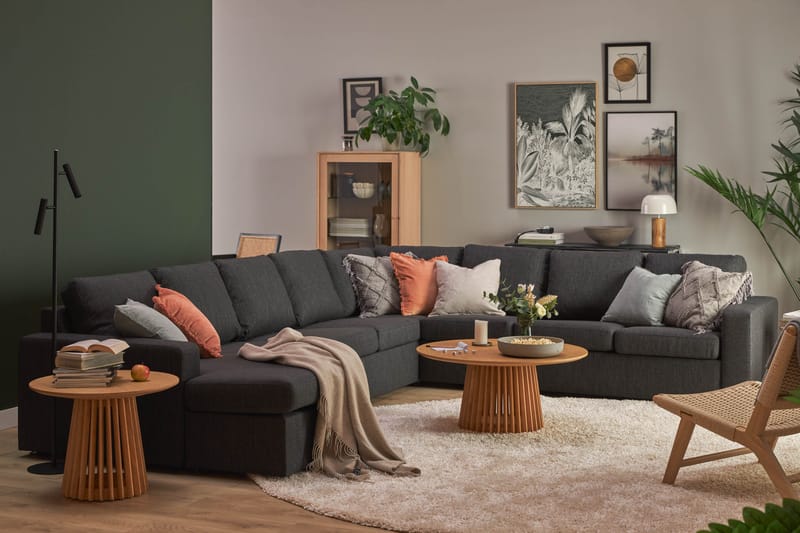 Crazy 7-sits Vändbar U-formad XX-Large Hörnsoffa med divan i Tyg - Mörkgrå / Antracit - Möbler - Soffa - Hörnsoffa - Hörnsoffa med divan