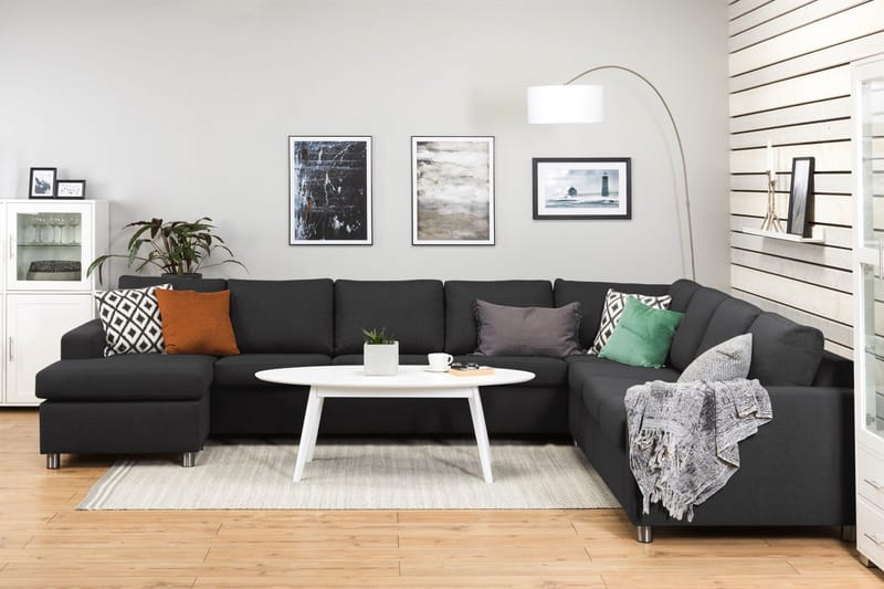 Crazy 7-sits Vändbar U-formad XX-Large Hörnsoffa med divan i Tyg - Mörkgrå / Antracit - Möbler - Soffa - Hörnsoffa - Hörnsoffa med divan