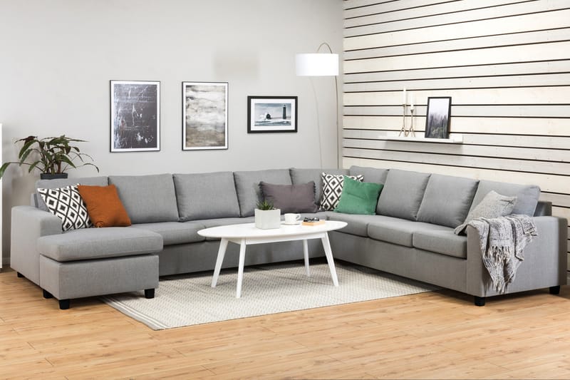 Crazy 7-sits Vänstervänd U-formad XX-Large Hörnsoffa med divan i Tyg - Grå - Möbler - Soffa - Hörnsoffa - Hörnsoffa med divan