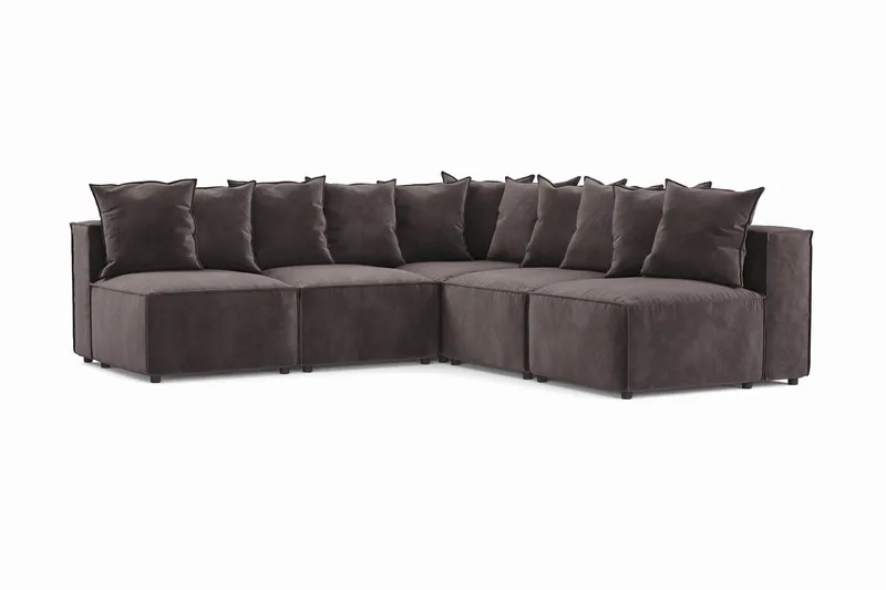 Cubo 5-sits L-formad Djup Modulhörnsoffa i Sammet, Mörkgrå