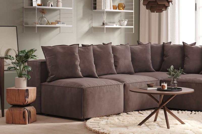 Cubo 5-sits L-formad Djup Modulhörnsoffa i Sammet - Mörkgrå - Möbler - Soffa - Hörnsoffa