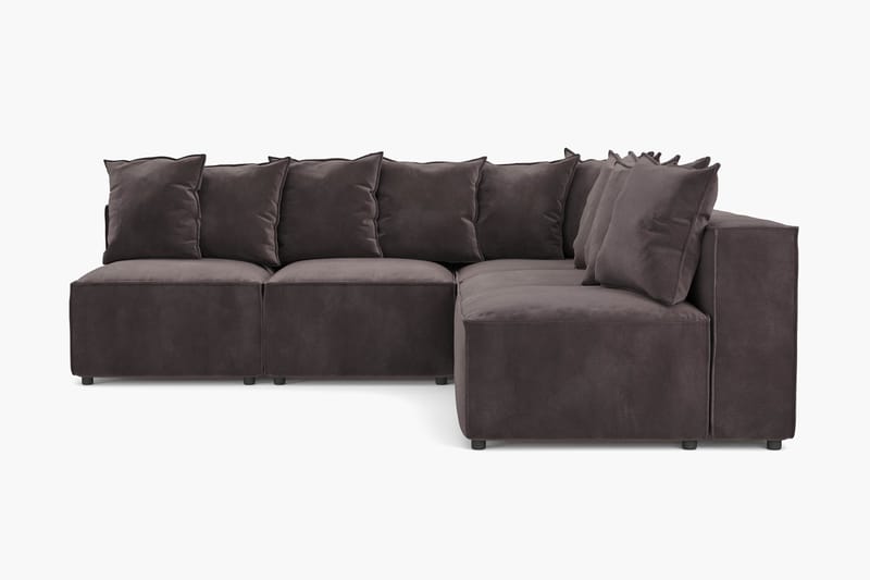 Cubo 5-sits L-formad Djup Modulhörnsoffa i Sammet - Mörkgrå - Möbler - Soffa - Hörnsoffa