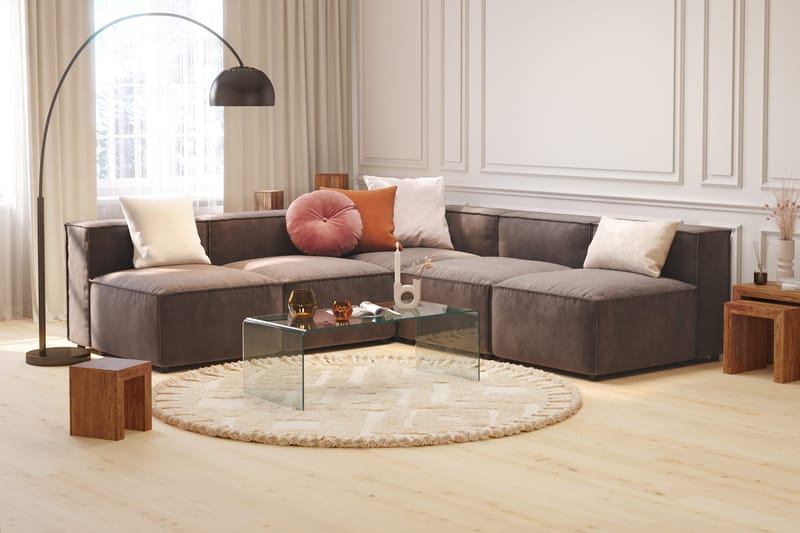 Cubo 5-sits L-formad Djup Modulhörnsoffa i Sammet - Mörkgrå - Möbler - Soffa - Hörnsoffa