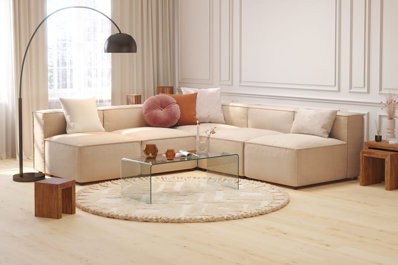 Cubo 5-sits L-formad Djup Modulhörnsoffa i Tyg - Beige - Möbler - Soffa - Hörnsoffa