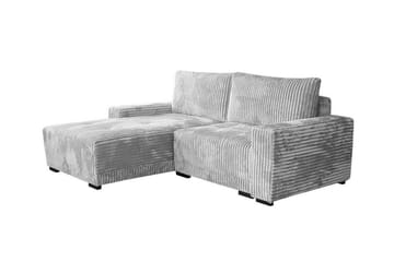 Denegal 3-sits Vänstervänd Bäddsoffa 130x190 cm med Förvaring i Sammet - Grå - Möbler - Soffa - Bäddsoffa - Bäddsoffa divan