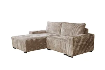 Denegal 3-sits Vänstervänd Divansoffa 237 cm med Förvaring i Sammet - Beige - Möbler - Soffa - Divansoffor & schäslongsoffa - 3 sits soffa med divan