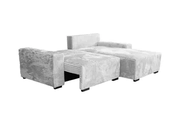 Denegal 3-sits Vänstervänd Divansoffa 237 cm med Förvaring i Sammet - Gräddvit - Möbler - Soffa - Divansoffor & schäslongsoffa - 3 sits soffa med divan