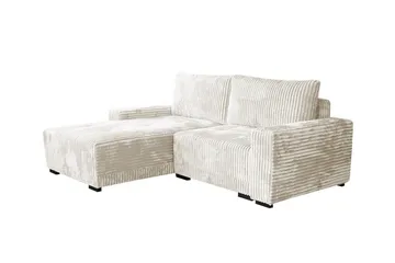 Denegal 3-sits Vänstervänd Divansoffa 237 cm med Förvaring i Sammet - Gräddvit - Möbler - Soffa - Divansoffor & schäslongsoffa - 3 sits soffa med divan