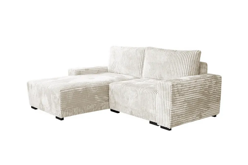 Denegal 3-sits Vänstervänd Divansoffa 237 cm med Förvaring i Sammet, Gräddvit
