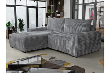 Denegal 3-sits Vänstervänd Divansoffa 237 cm med Förvaring i Sammet - Grå - Möbler - Soffa - Divansoffor & schäslongsoffa - 3 sits soffa med divan