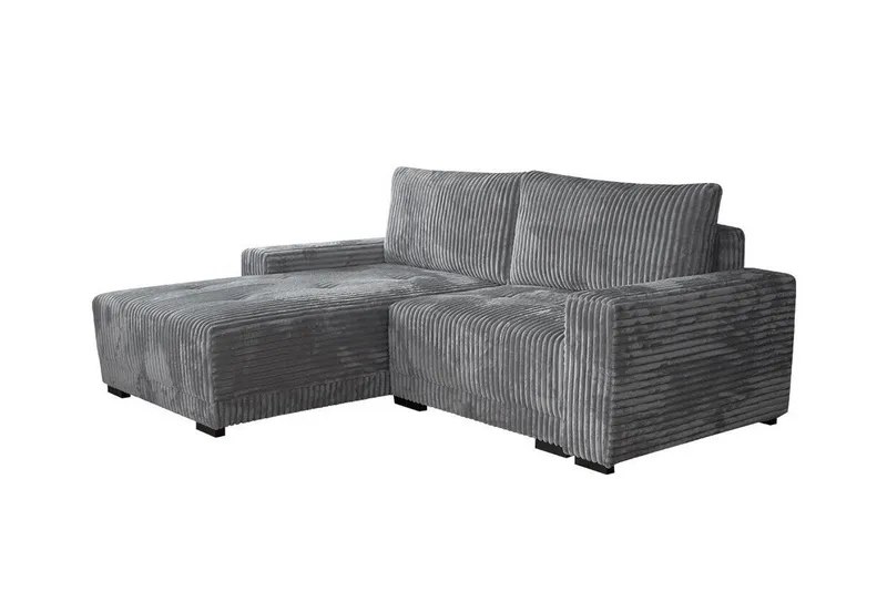 Denegal 3-sits Vänstervänd Divansoffa 237 cm med Förvaring i Sammet, Grå