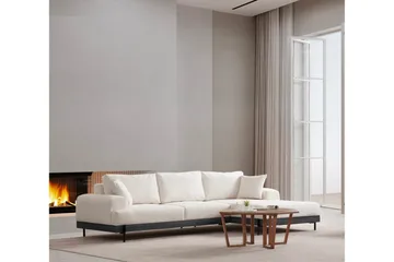 Eti 4-sits Högervänd L-formad Hörnsoffa med Divan 98 cm i Chenille - Vit - Möbler - Soffa - Divansoffor & schäslongsoffa - 4 sits soffa med divan