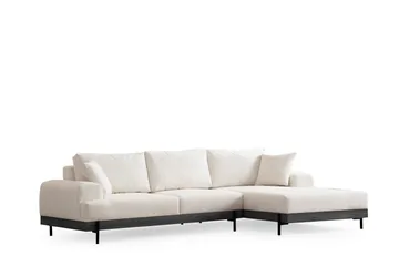 Eti 4-sits Högervänd L-formad Hörnsoffa med Divan 98 cm i Chenille - Vit - Möbler - Soffa - Divansoffor & schäslongsoffa - 4 sits soffa med divan