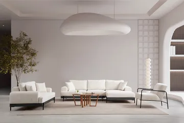 Eti 4-sits Högervänd L-formad Hörnsoffa med Divan 98 cm i Chenille - Vit - Möbler - Soffa - Divansoffor & schäslongsoffa - 4 sits soffa med divan