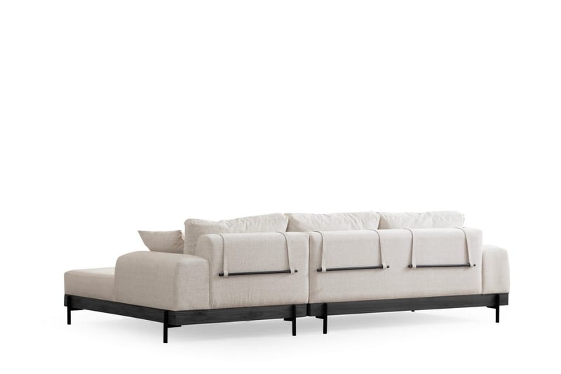 Eti 4-sits Högervänd L-formad Hörnsoffa med Divan 98 cm i Chenille - Vit - Möbler - Soffa - Divansoffor & schäslongsoffa - 4 sits soffa med divan