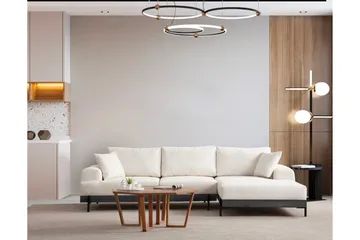 Eti 4-sits Högervänd L-formad Hörnsoffa med Divan 98 cm i Chenille - Vit - Möbler - Soffa - Divansoffor & schäslongsoffa - 4 sits soffa med divan