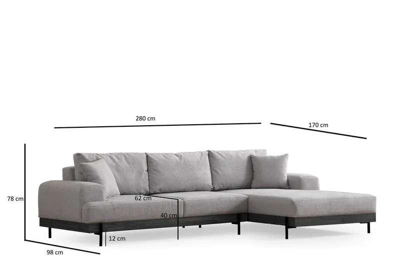 Eti Hörnsoffa 3-sits - Grå - Möbler - Soffa - Divansoffor & schäslongsoffa - 4 sits soffa med divan