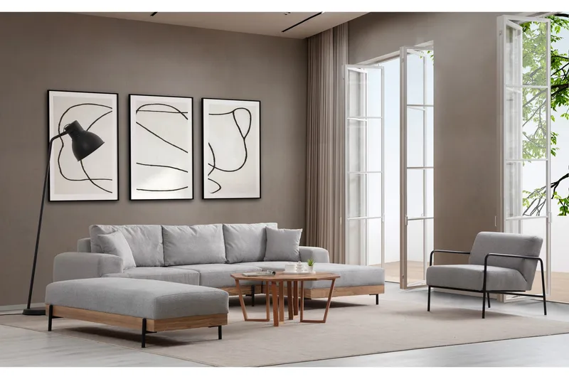 Eti Hörnsoffa 3-sits - Grå - Möbler - Soffa - Hörnsoffa