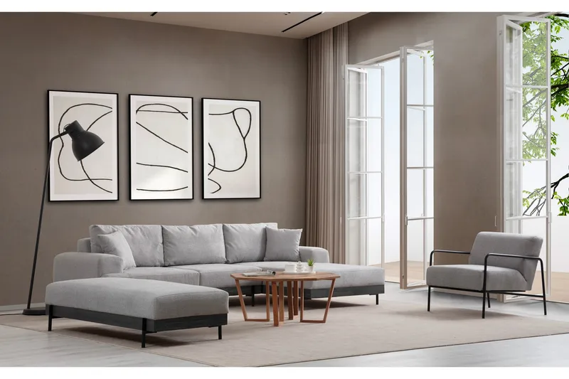 Eti Hörnsoffa 3-sits - Grå - Möbler - Soffa - Divansoffor & schäslongsoffa - 4 sits soffa med divan