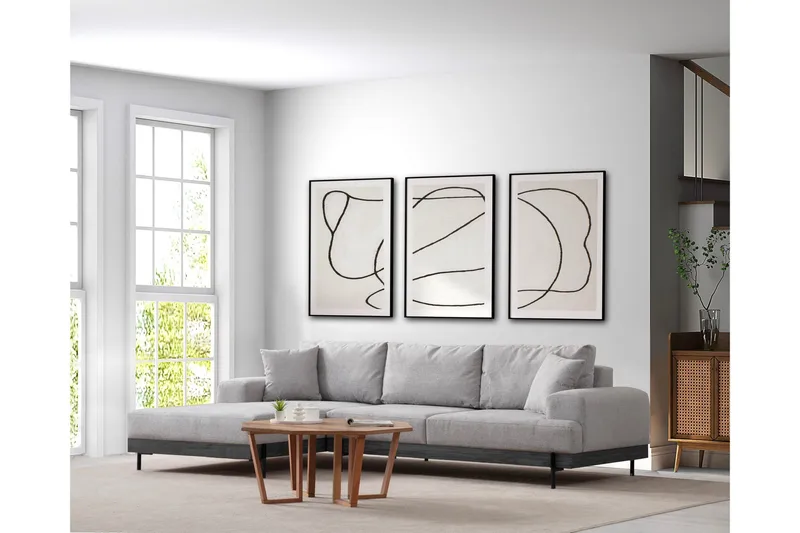 Eti Hörnsoffa 3-sits - Grå - Möbler - Soffa - Divansoffor & schäslongsoffa - 4 sits soffa med divan